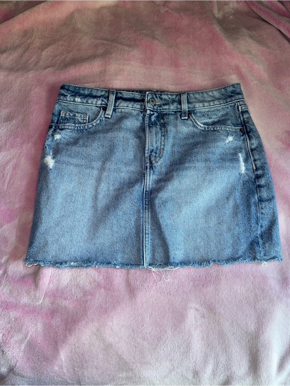 Old Navy Light Blue Distressed Denim Mini Skirt